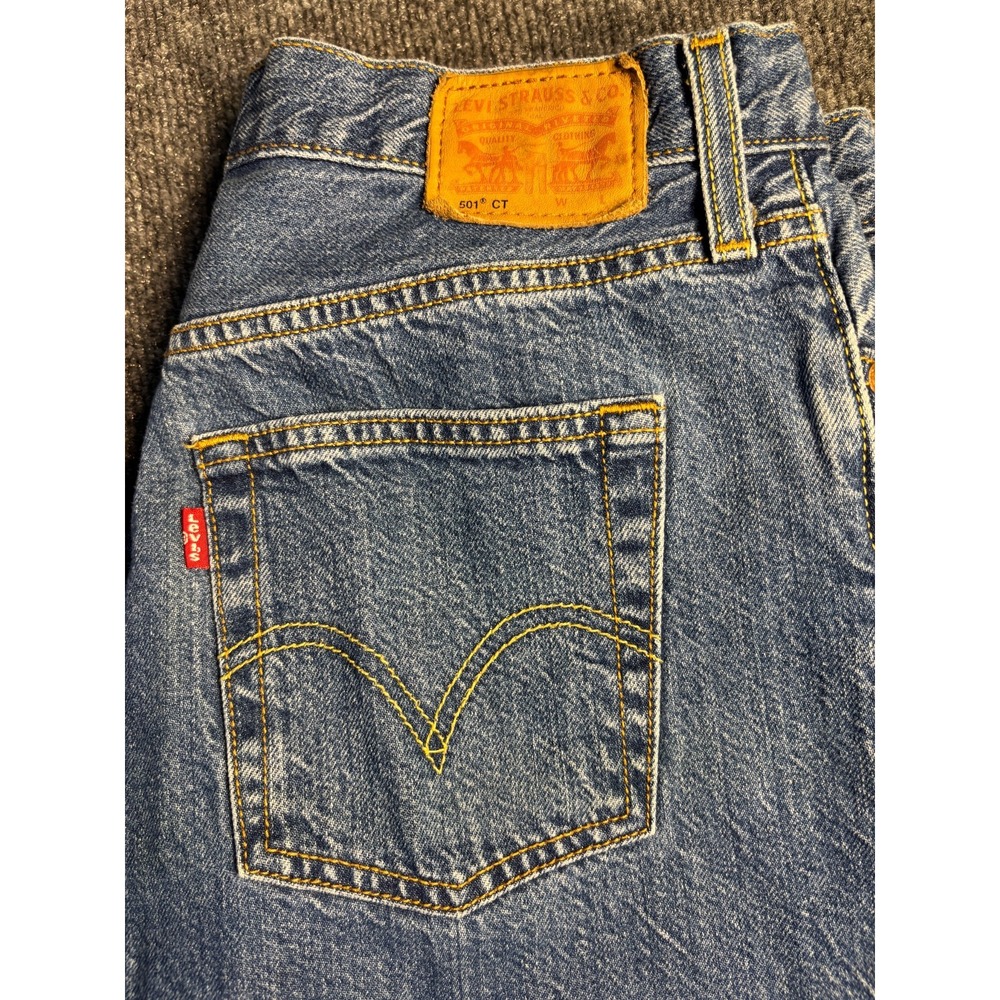 Levis‎ Jeans Womens 27x32 Blue Denim Red Tab Straight Leg Low Waist Button Fly - Picture 2 of 11